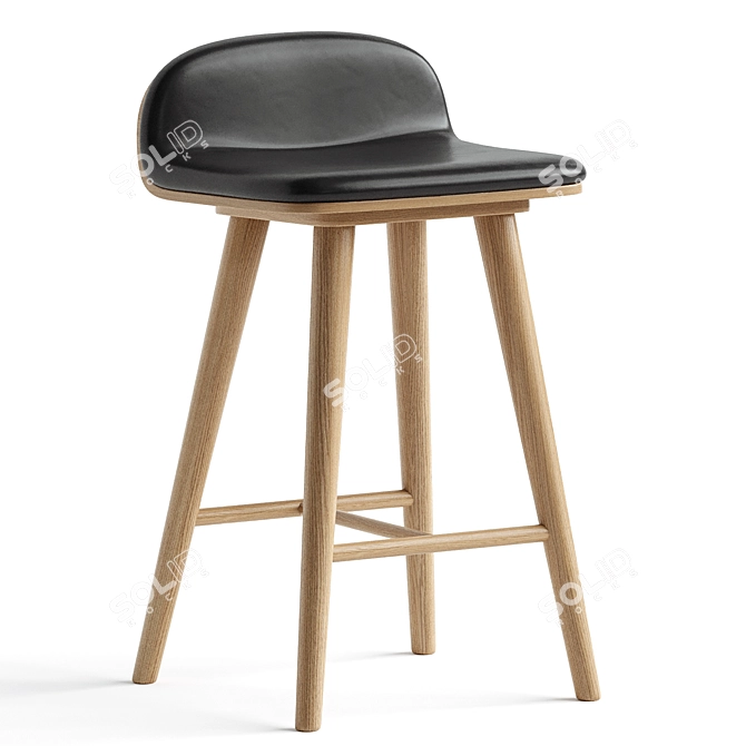 Stylish Leather Bar Stool 3D model image 1