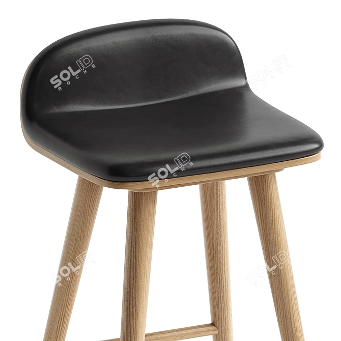 Stylish Leather Bar Stool 3D model image 2