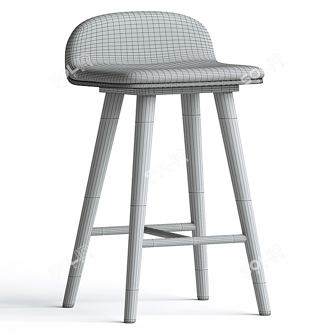 Stylish Leather Bar Stool 3D model image 4