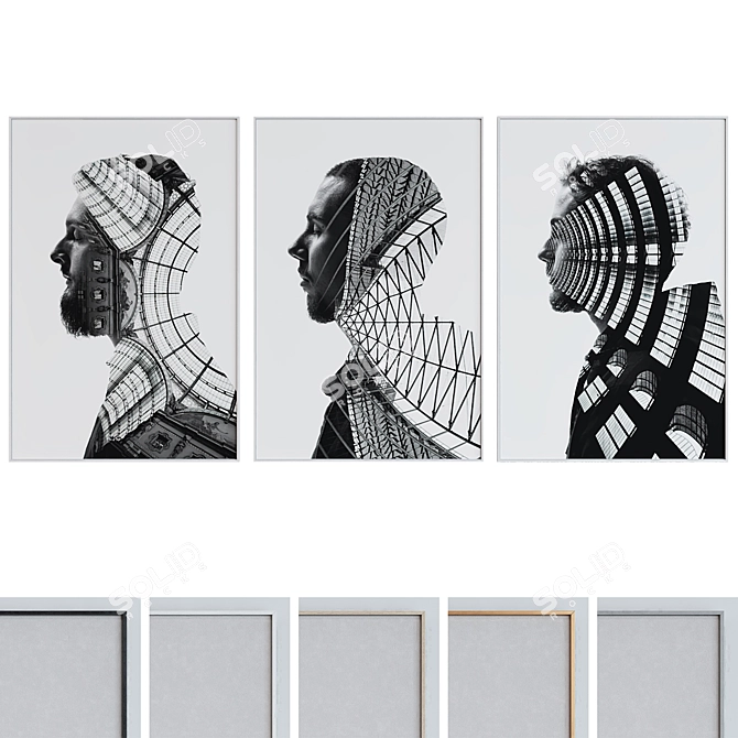 Modern Abstract Picture Frame Set 3D model image 1