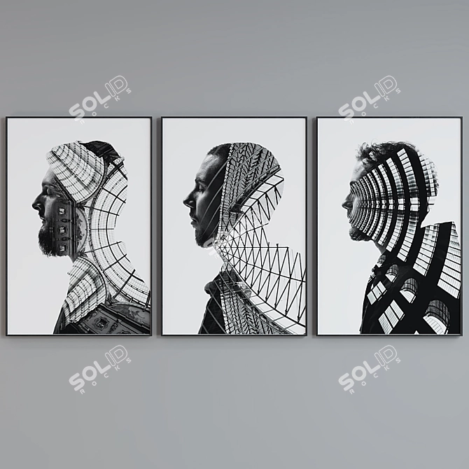 Modern Abstract Picture Frame Set 3D model image 2