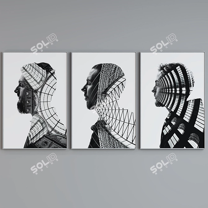Modern Abstract Picture Frame Set 3D model image 3