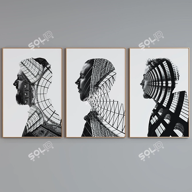 Modern Abstract Picture Frame Set 3D model image 4