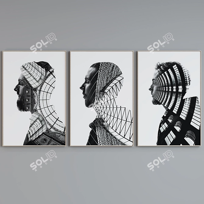Modern Abstract Picture Frame Set 3D model image 5