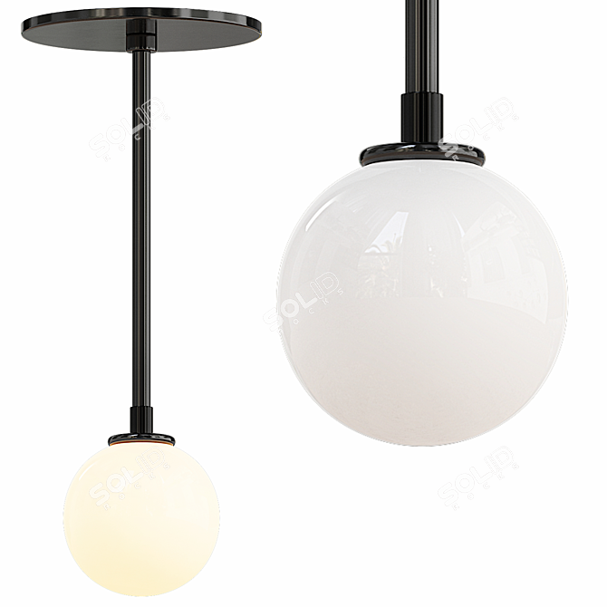 Modern Black Ball Pendant Light 3D model image 1