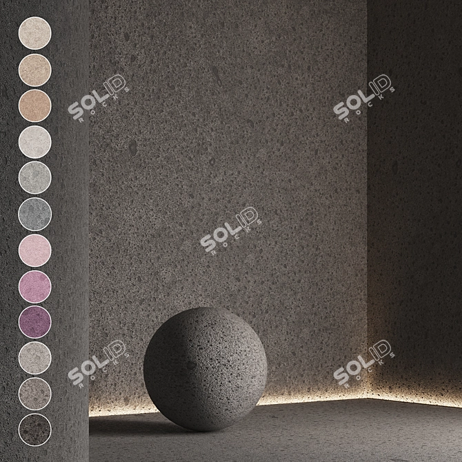 Seamless Decorative Plaster Texture Set 3D model image 1