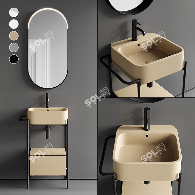 Stainless Steel Designer Vanity Set 3D model image 1