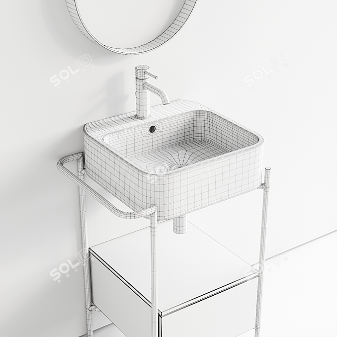 Stainless Steel Designer Vanity Set 3D model image 5