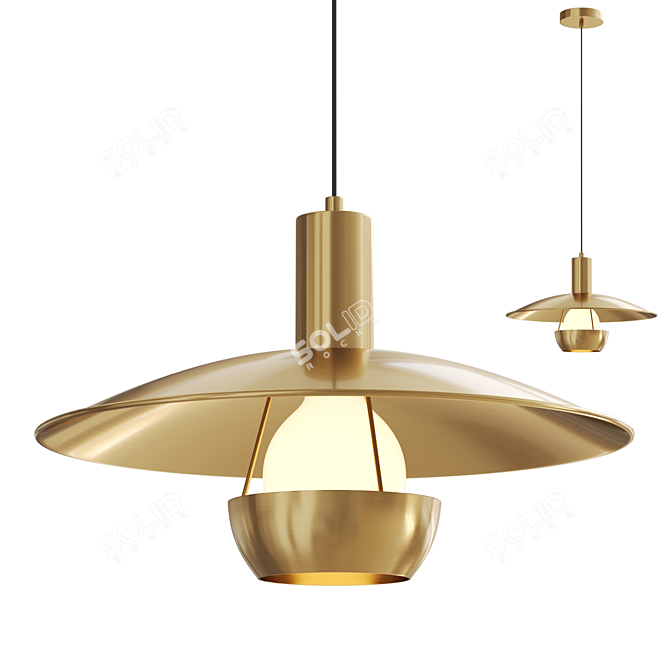 Disco Brass LED Pendant Light 3D model image 1