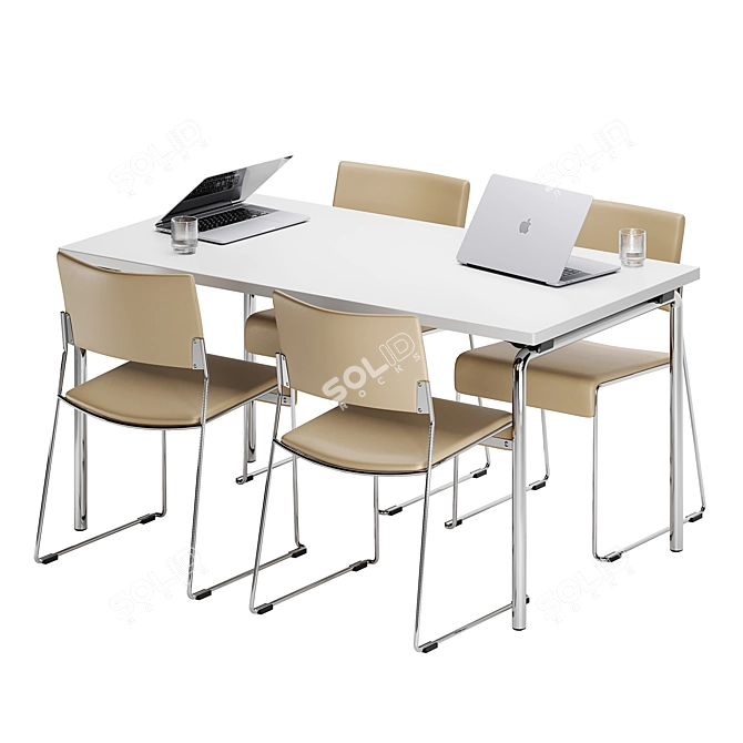 Modern Trust Linos Table Chairs 3D model image 1