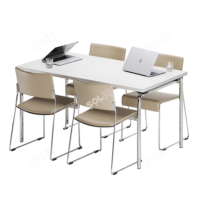 Modern Trust Linos Table Chairs 3D model image 5