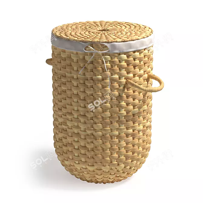 Handwoven Rattan Laundry Baskets 3D model image 2