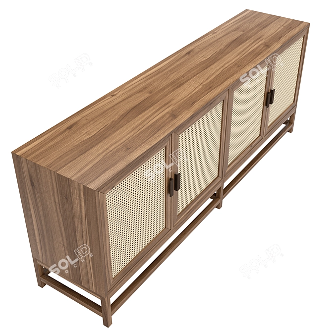 Indonesian Light Wood Rattan Sideboard 3D model image 2