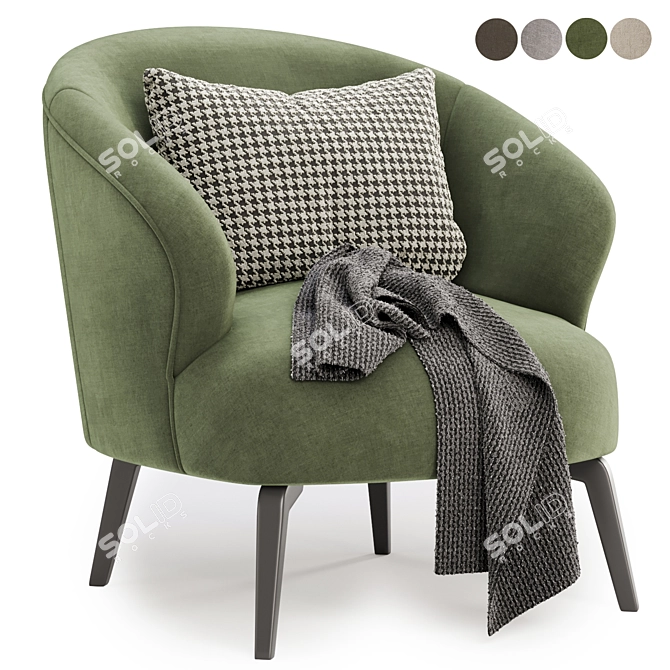 Stylish Armchair Moretti in 4 Colors 3D model image 2