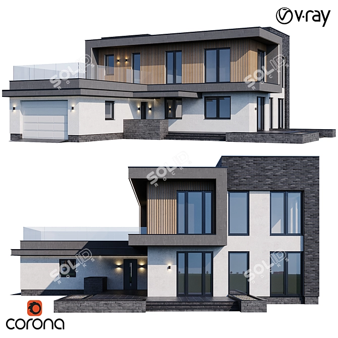 Customizable Villa Model 3D model image 1