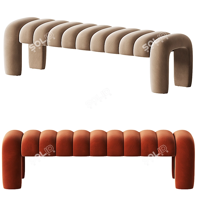Luxury Velvet Willis Bench 3D model image 1