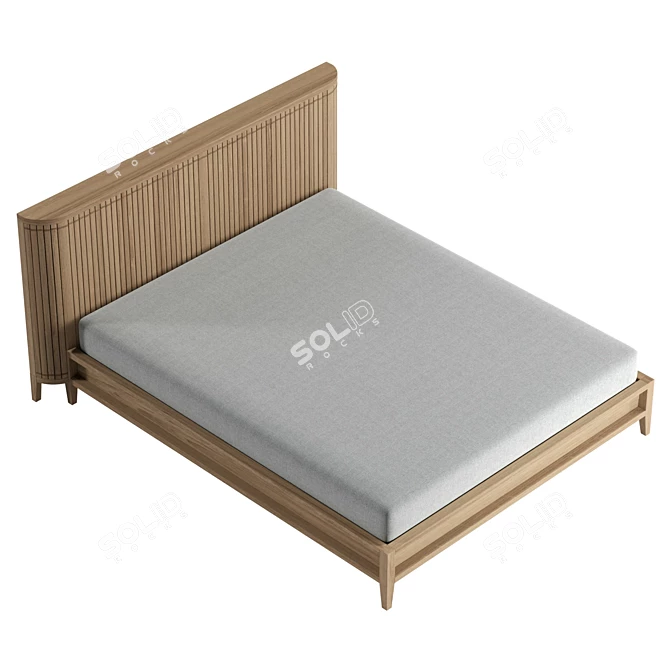 Koppar Queen Bed, Teak Wood 3D model image 1