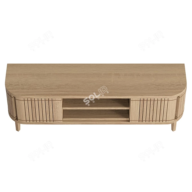 European Oak Media Cabinet 160cm 3D model image 3