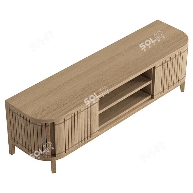 European Oak Media Cabinet 160cm 3D model image 5