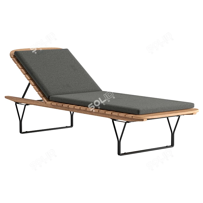 Luxury Bamboo Sun Lounger Chair 3D model image 1