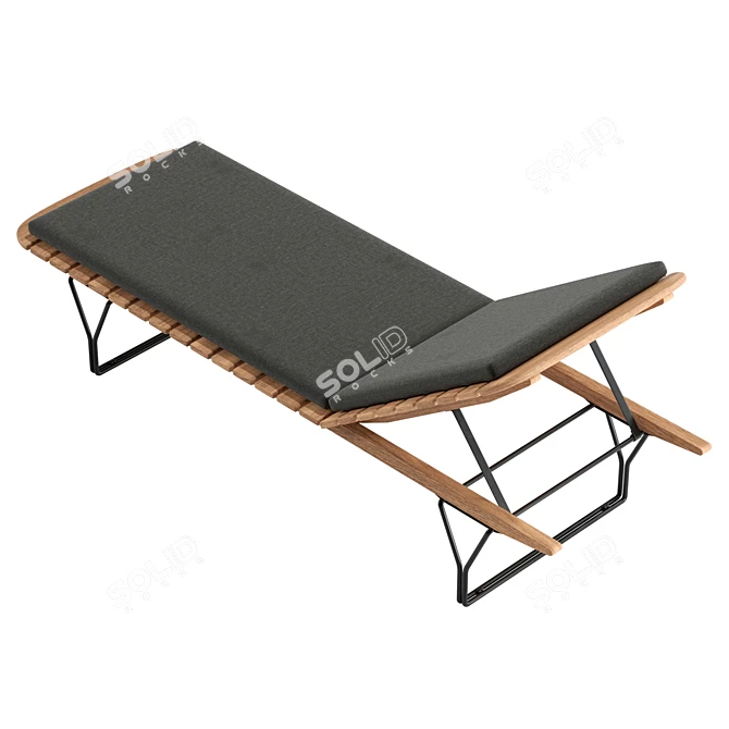 Luxury Bamboo Sun Lounger Chair 3D model image 4