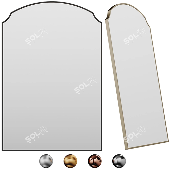 Tudor-Inspired Black Floor Mirror 3D model image 1