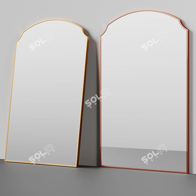 Tudor-Inspired Black Floor Mirror 3D model image 2