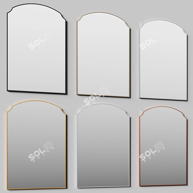 Tudor-Inspired Black Floor Mirror 3D model image 4