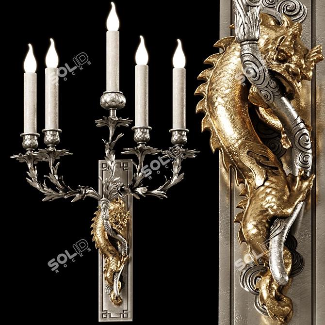 Dragon Wall Light Fixture - 5 3D model image 1