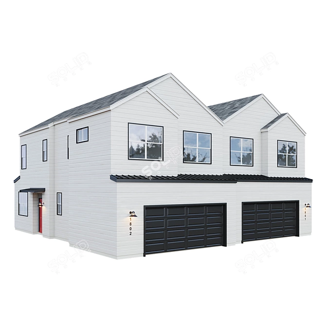 Low Poly American House 03 3D model image 3