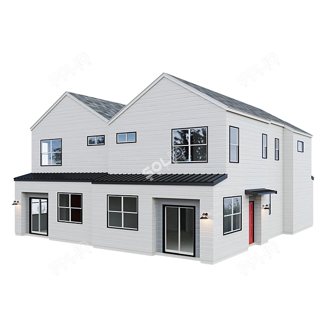 Low Poly American House 03 3D model image 4