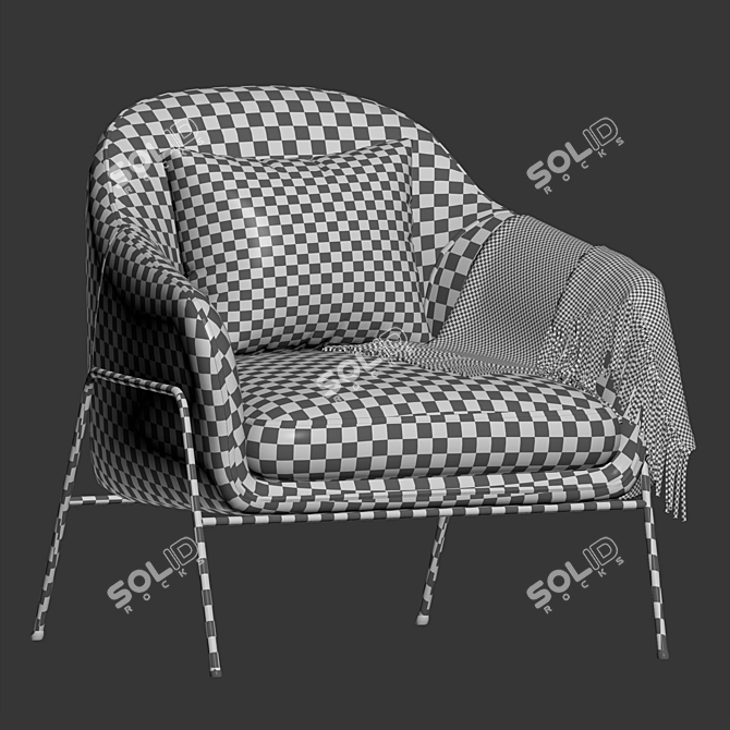 Luxurious Ivory Velvet Armchair 3D model image 4