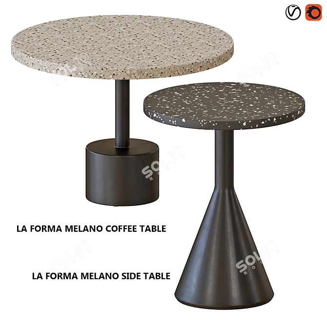 Modern Melano Coffee & Side Tables 3D model image 1