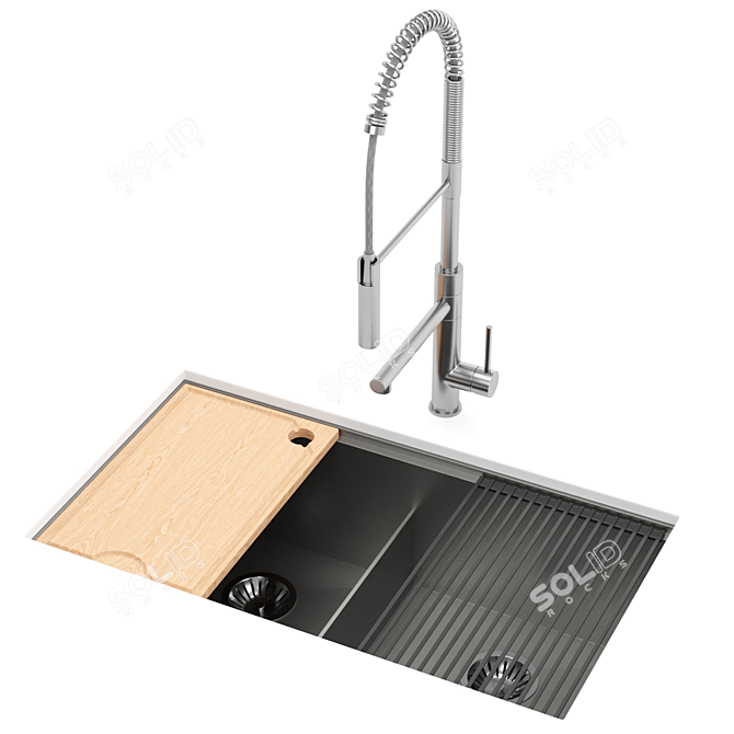 Kraus Workstation Stainless Steel Sink 3D model image 5