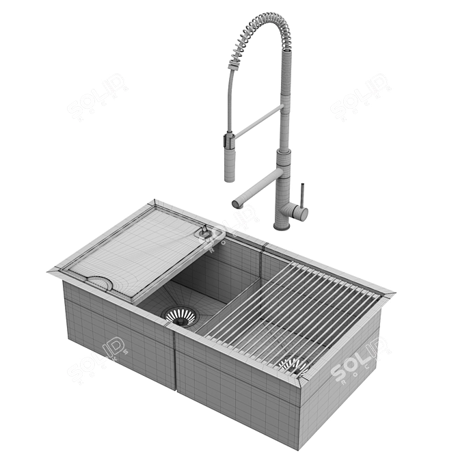 Kraus Workstation Stainless Steel Sink 3D model image 7