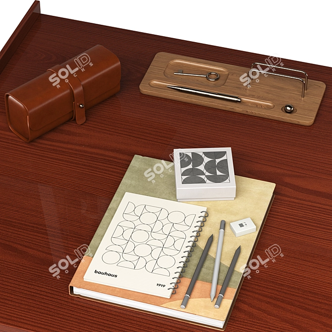 Luxury Mid Century Office Set 3D model image 6