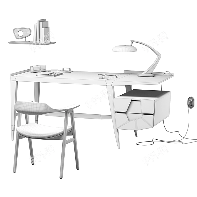 Luxury Mid Century Office Set 3D model image 9