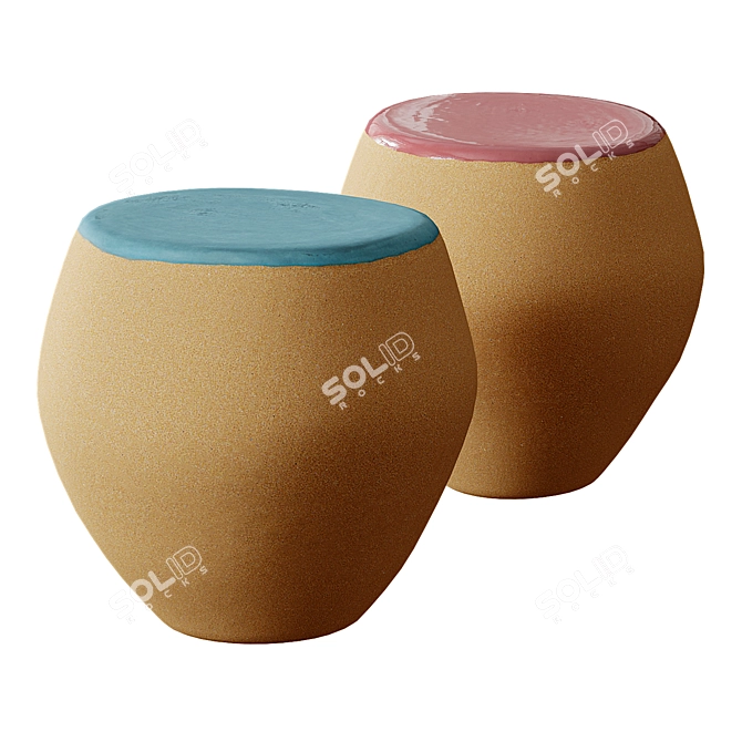 Ceramic Pebble Side Table 3D model image 1