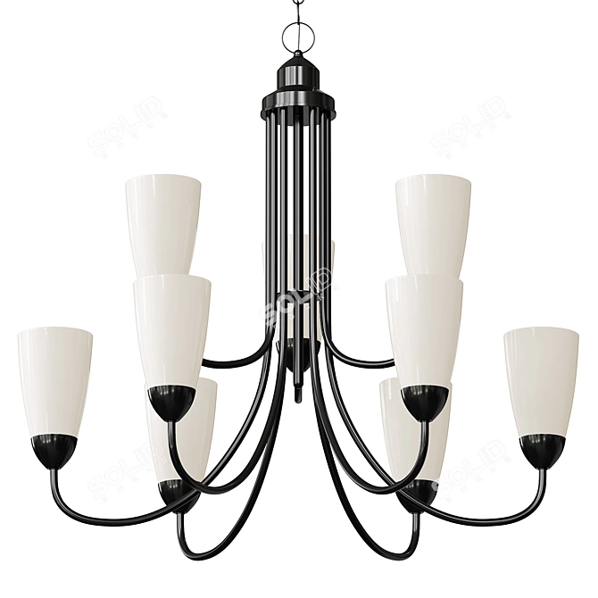 Elegant Bronze Chandelier Fixture 3D model image 1