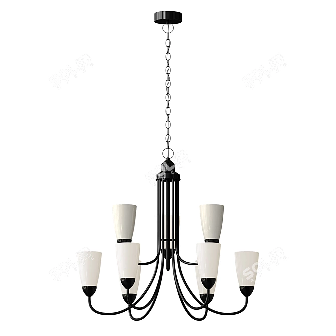 Elegant Bronze Chandelier Fixture 3D model image 2