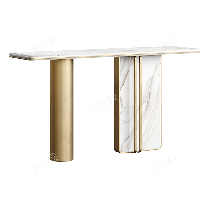 Sleek Marble Modern Console Table 3D model image 2