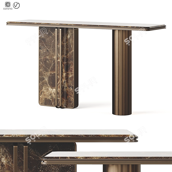 Sleek Marble Modern Console Table 3D model image 8