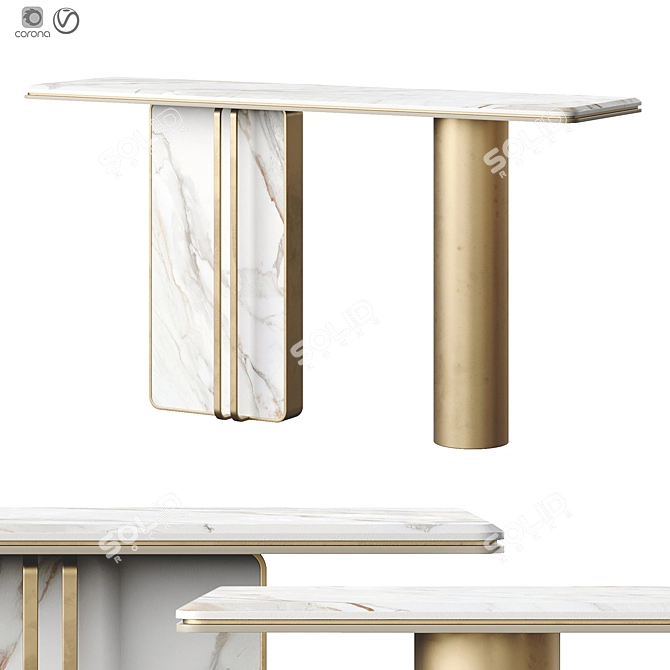 Sleek Marble Modern Console Table 3D model image 9