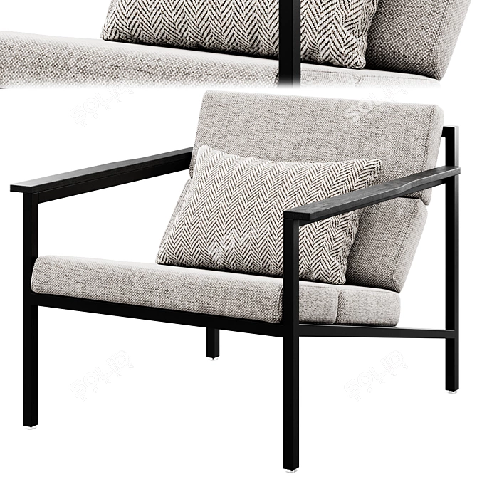 Contemporary Halifax Armchair with Plush Accessories 3D model image 2