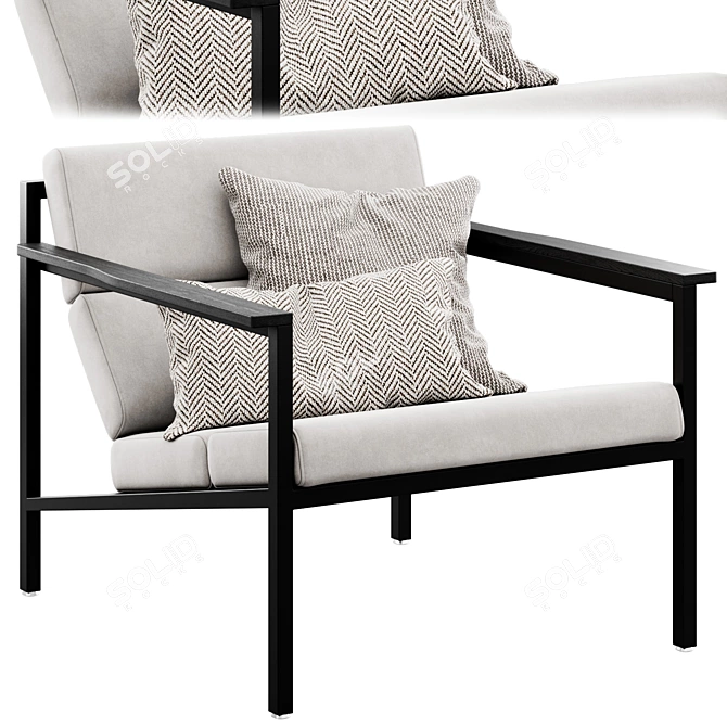 Contemporary Halifax Armchair with Plush Accessories 3D model image 3
