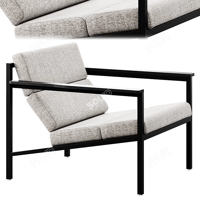 Contemporary Halifax Armchair with Plush Accessories 3D model image 6