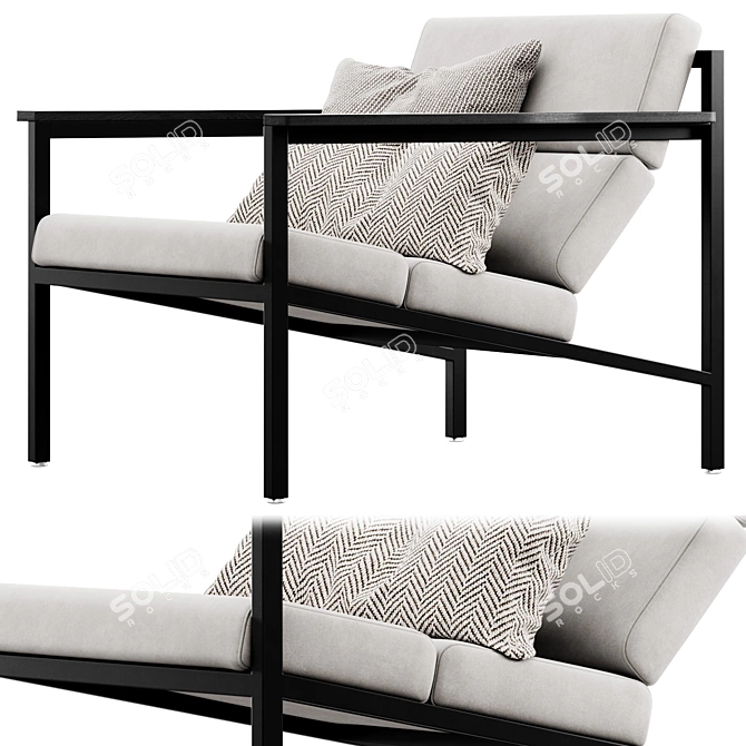 Contemporary Halifax Armchair with Plush Accessories 3D model image 7