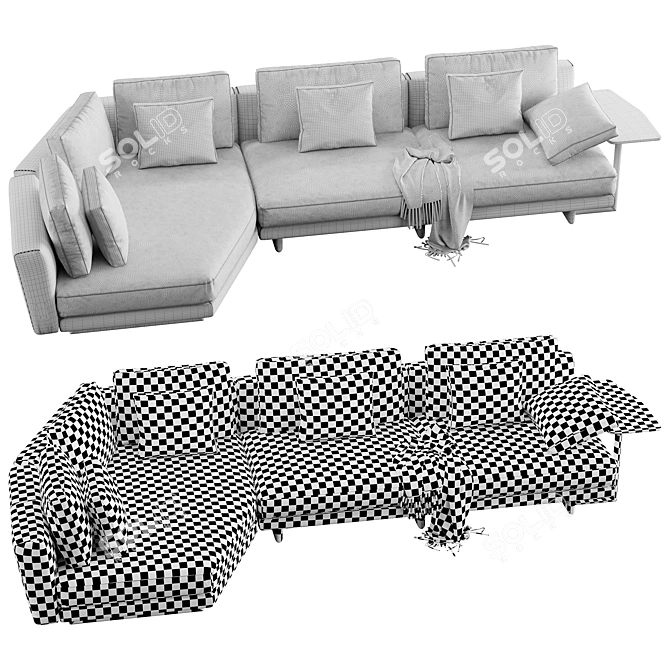 Modern Porada Abacus Chaise Lounge 3D model image 6