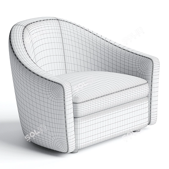 Elegant Barrel Lounge Chair 3D model image 3