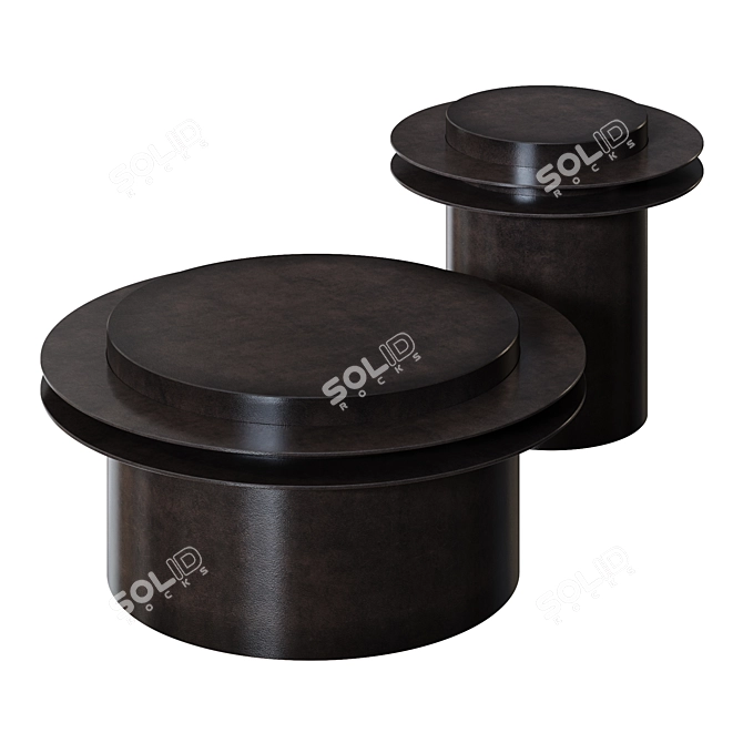 Elegant Metal RING Coffee Tables 3D model image 1